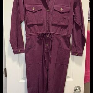 Maroon Button-Up Jumpsuit